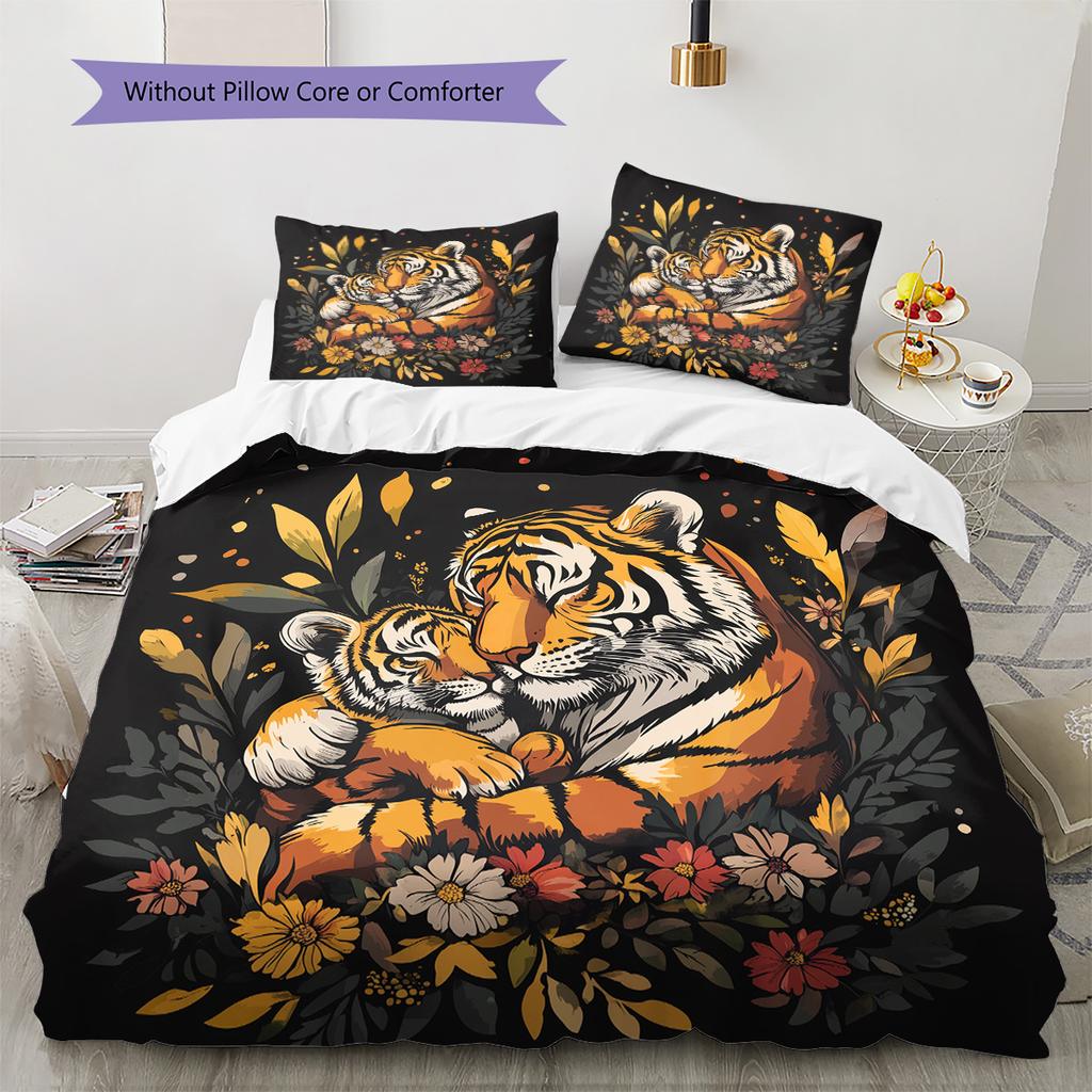 Hugging Animals  Pattern Bedding Quilt Set Quilt Cover Pillowcase Home Decoration  Gift (1 * duvet cover + 2 * pillowcase, without core)