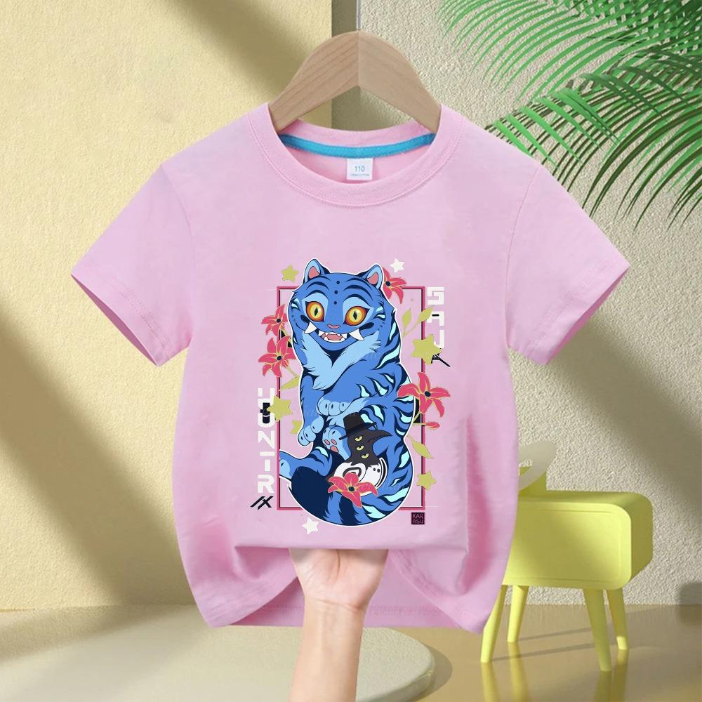 Children's Clothing KPop Devil Hunter Print Children's T-shirt Fashion Casual Top Movie Round Neck Cartoon Girl Boy T-shirt Casual