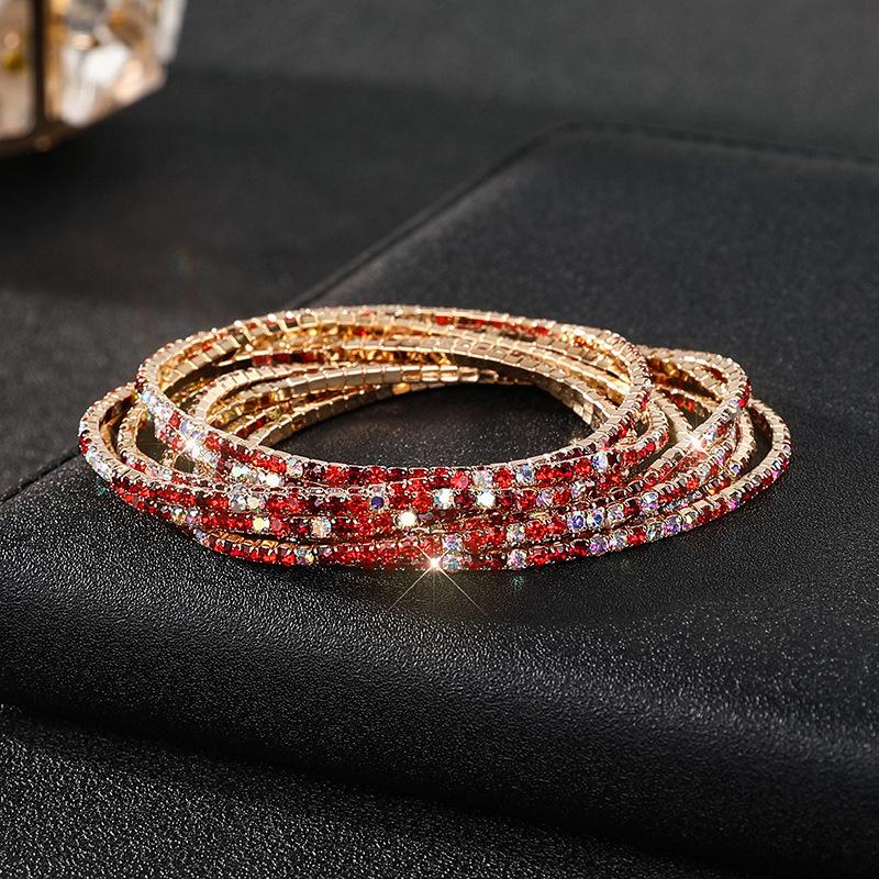 Diamond Elastic Bracelet Color Zircon Rhinestone Claw Chain Crystal Bracelet Gemstone Full Diamond Jewelry