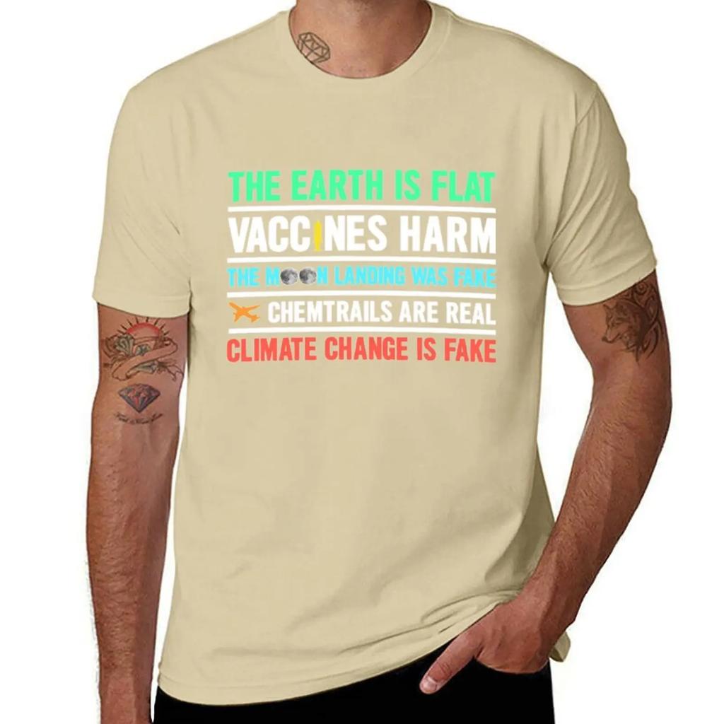 Die Erde ist flach Impfstoffe schaden Chemtrails Maske T T-Shirt Kurzarm-T-Shirt individuelles T-Shirt T-Shirts Grafik-T-Shirt Herren