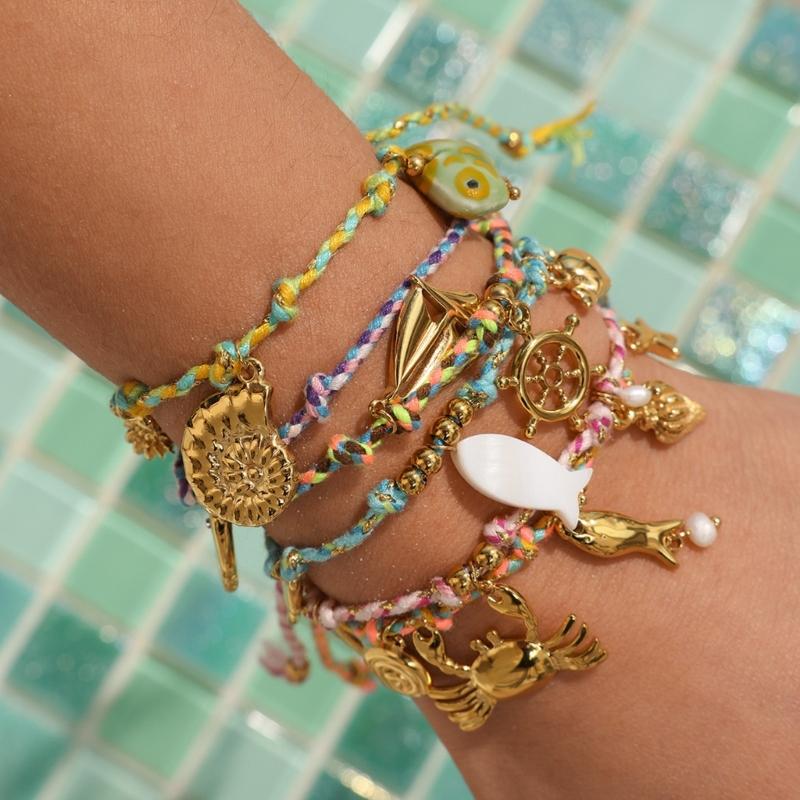 Handgemachtes Seilarmband mit Wellenmuster im maritimen Stil, verziert mit einer Seesternperle und verstellbarem Knotenverschluss, für Modebewusste