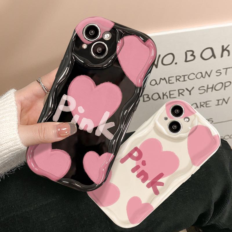 Applicable To Apple 16promax Mobile Phone Case New Female IPhone 13 Smudge Pink Love Heart Silicone Soft