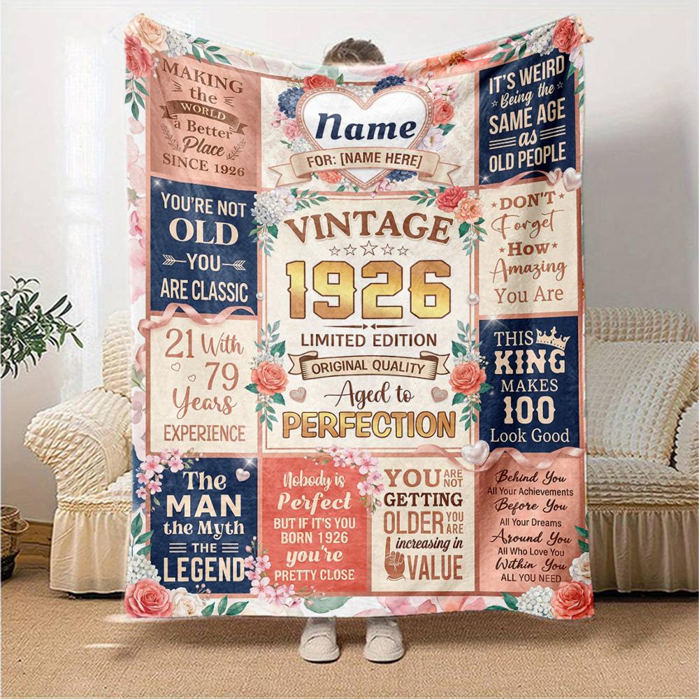 Vintage Anniversary Quotes Blanket Comfortable Texture For Sofa Couch Office Bed Picnics Allseason Use Cozy Home Lovers Ideal Gift For Birthday