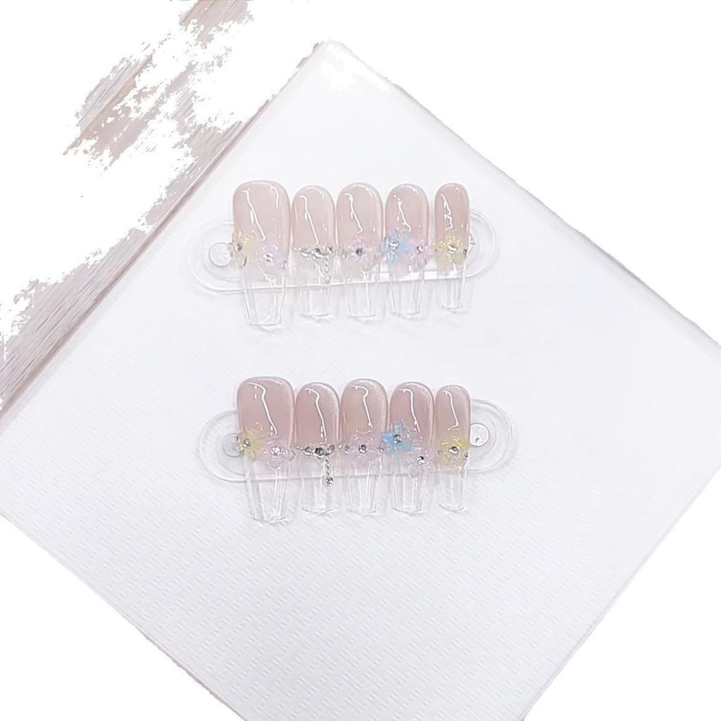 Hand-dressed Henna One Dream Three-dimensional Ice-Transparent Five-Piece Flower French Cat Eye Nail Art Patch