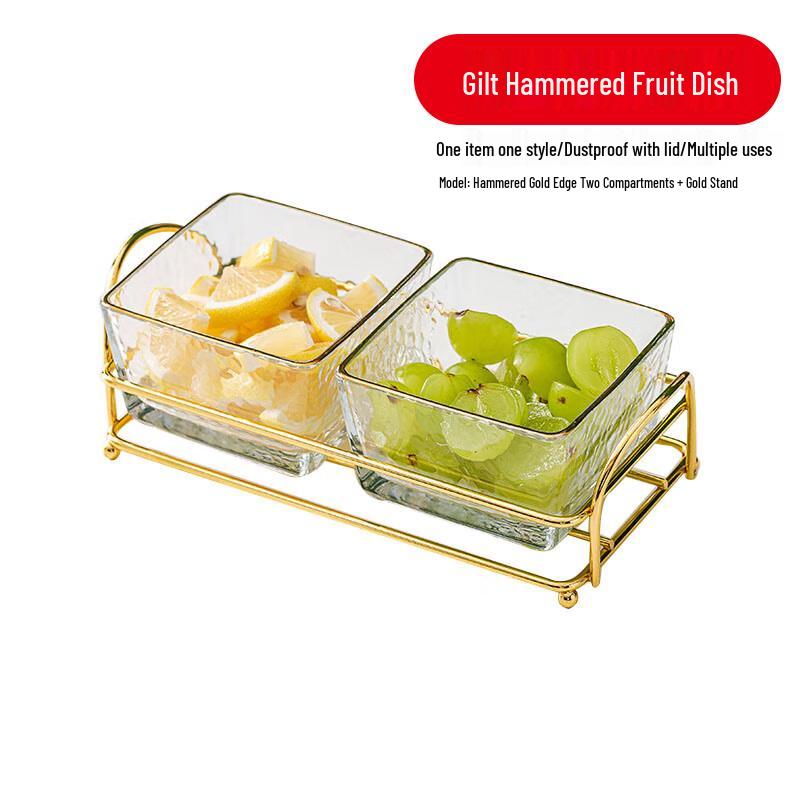 European Style Gold Rimmed Glass Compartmented Serving Tray