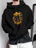 Unisex Hoodie, Halloween, Skull Bee And Honeycomb Graphic, Pullover Sweatshirt, Streetwear Style, Autumn Winter Casual Wear, Drawstring Hood And Kanga