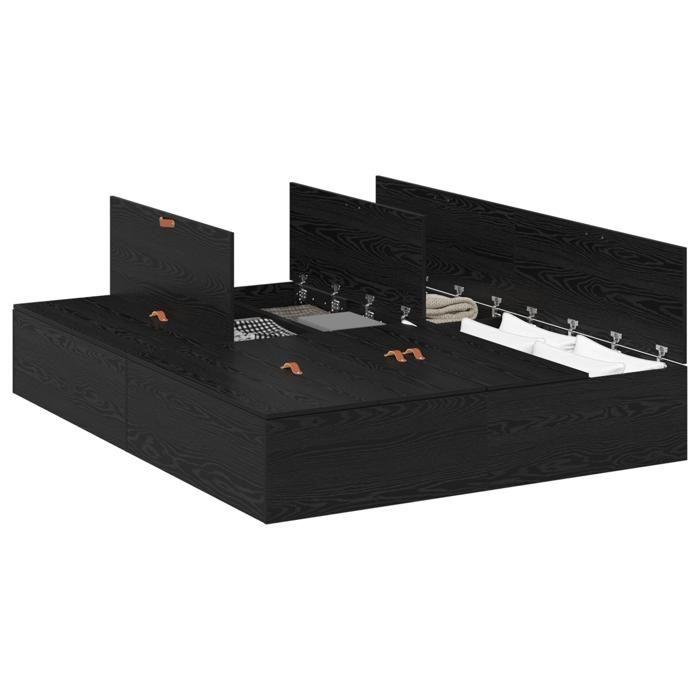 Cadre de lit de rangement vidaXL en chêne noir 150x200 cm 3335382