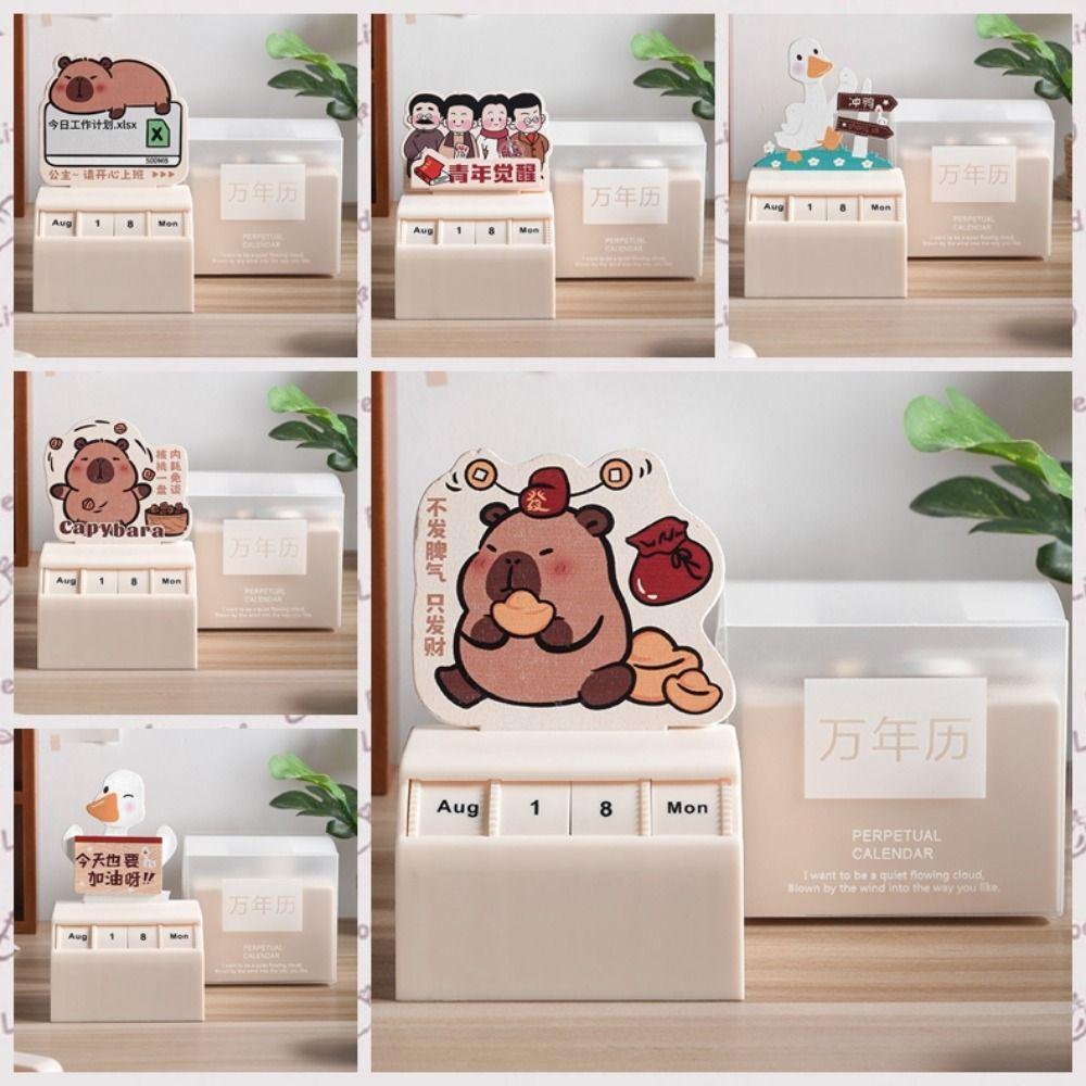 Cartoon Wheel Perpetual Calendar Capybara Calendar Display Wheel Rotary Calendar  For Home Office