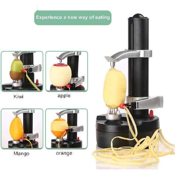 Vegetable and Fruit Sharpener Electric Peeler, Automatic Peeler, Multi-functional Peeler, Kitchen Utensils, Apple, Pear, Potato, Black