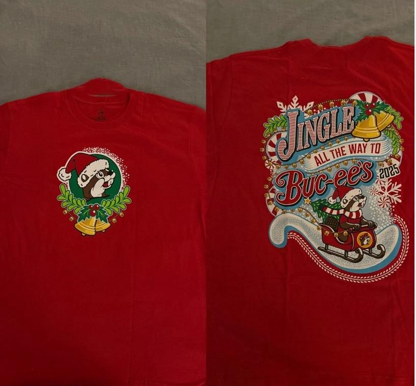 Buc-ee s Beaver Christmas Graphic T-Shirt Holiday Red. 2XL