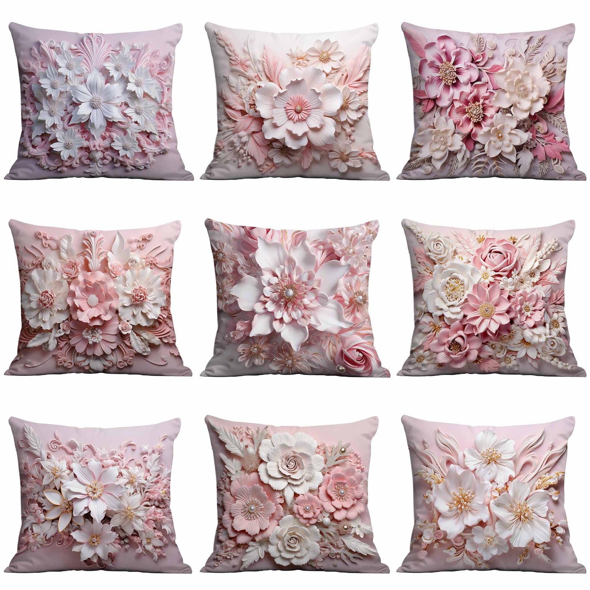 

New 3D Imitation Three-dimensional Floral Pillow Case Without Core Home Living Room Sofa Cushion Pillow Case 45 * 45Cm