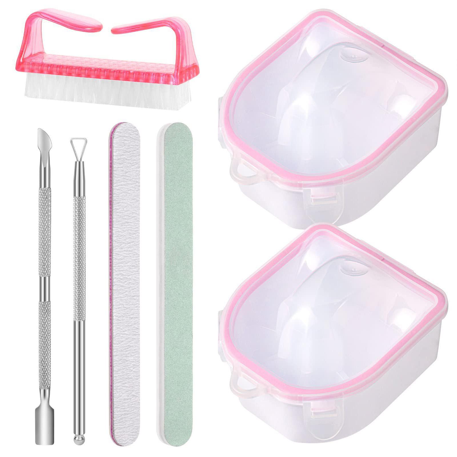 

Миска для замачивания ногтей Набор для снятия гель-лака Миска для маникюра для рук Инструменты для снятия пудры для обмакивания ногтей Набор мисок для замачивания ногтей 7 розовый