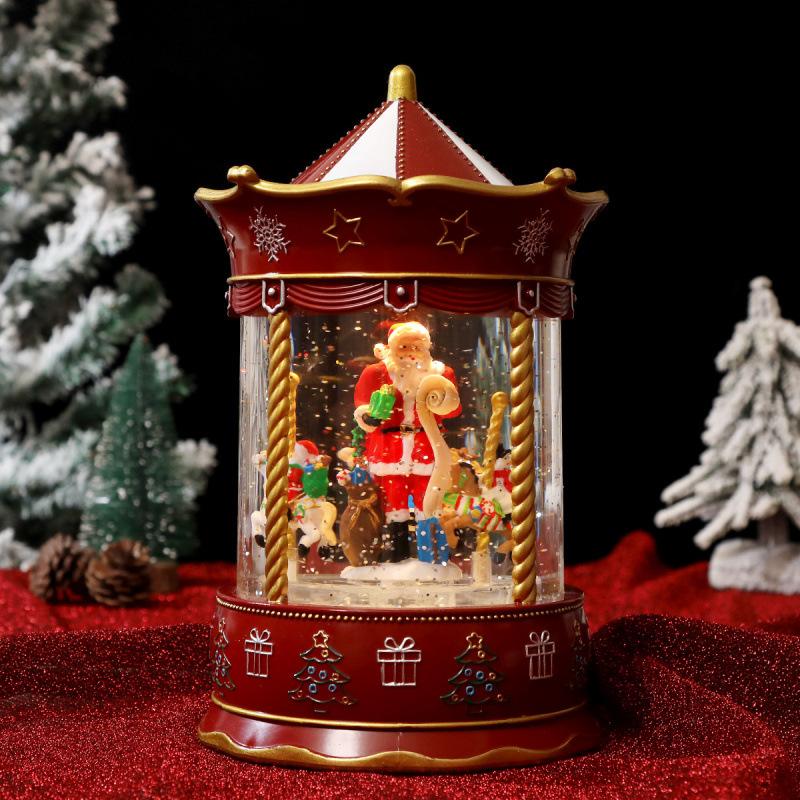 Christmas decorations carousel ornaments with music falling snow glowing water-filled ornaments music box gifts
