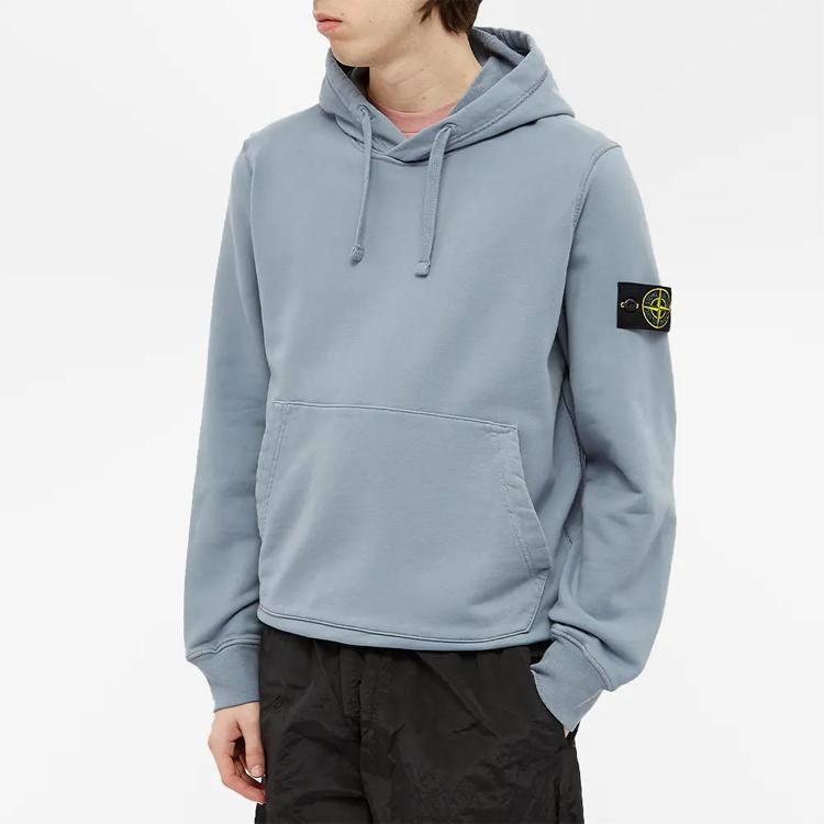 Stone Island Ss21 Dyed Logo Casual Hoodie Men hoodies Blue 741564151-V0046