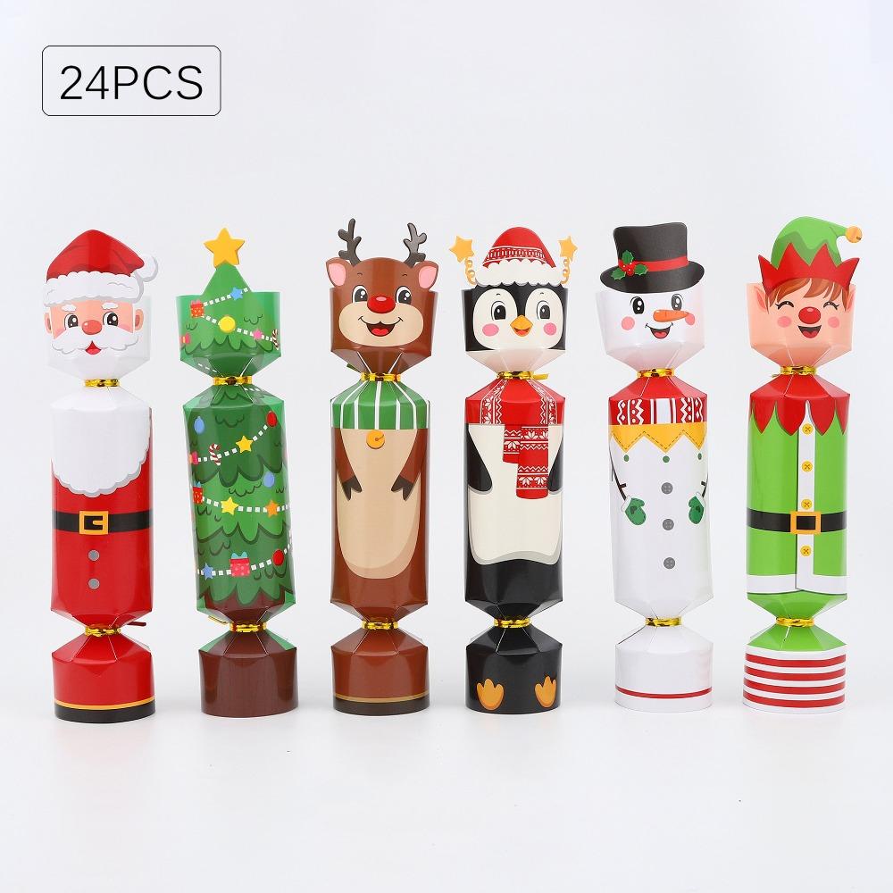

24 ШТ. Милий Мультяшний Різдвяний Хлопавка Солдатик-Щипці для Горіхів Різдвяна Коробка для Цукерок Товари для Вечірки Різдвяна Прикраса Подарункові Пакувальні Коробки 5x5x5cm