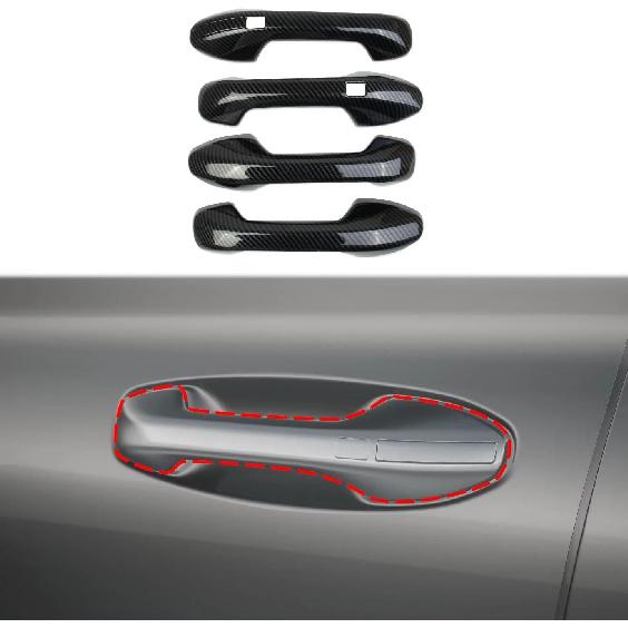 Korlot Carbon Fiber Style Exterior Door Handles Cover Trim for 2023-2025 Hyundai Palisade