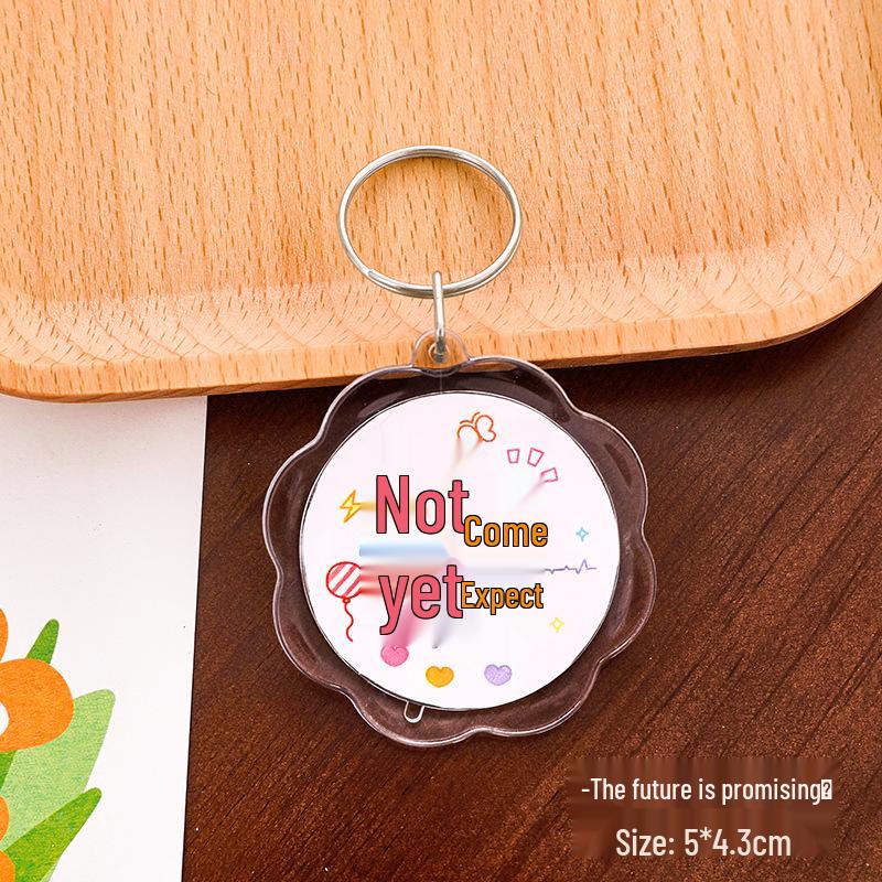 DIY Flower Keychain with Inspirational Text - Acrylic Backpack Pendant for Students, High-Value Gift Ornament