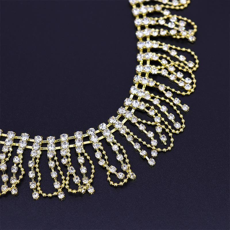 Gold Rhinestone Tassel Chain for DIY Handmade Decorative Clothing Accessories