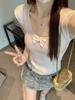 2025 Summer U-neck Bow Knit T-shirt – Slim-Fit, Age-Reducing Design for Women