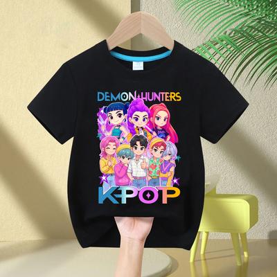 Heißer Film Baumwolle Baby Mädchen T-Shirt Kinderbekleidung KPop Dämonenjäger Fans Geschenke Kinderkleidung Mode Lässige Oberteile