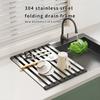42X32 5cm Stainless Steel Sink Drain Rack Collapsible Telescoping Design Dish Organizer Basket Kitchen Storage Rack 304 Steel
