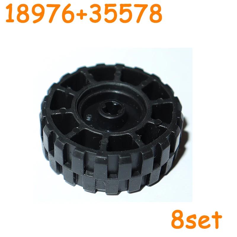 Tire Wheels Car Truck Hub Technical Bricks MOC Motorcycle Building Blocks 30285 18976 55982 55981 89201 92402 58090 35578 56891