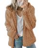 Warm Hooded Fleece Long Sleeve Women Plush Fur Coat Jacket Wool Cardigan