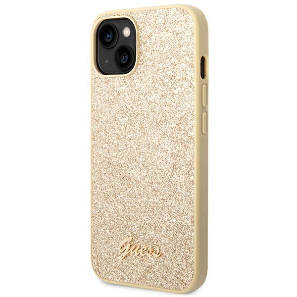 Guess Guhcp14Mhggshd iPhone 14 Plus/ 15 Plus 6.7 Złoty/Gold Twarde Etui Brokatowy Napis