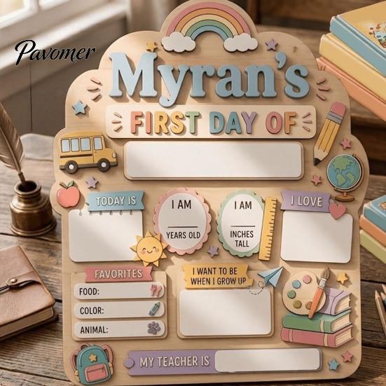 Wooden Message Board for Classroom First Day of School Board, Reusable Erasable Chalkboard Design, Creative Ornaments Stable Base Photo Prop