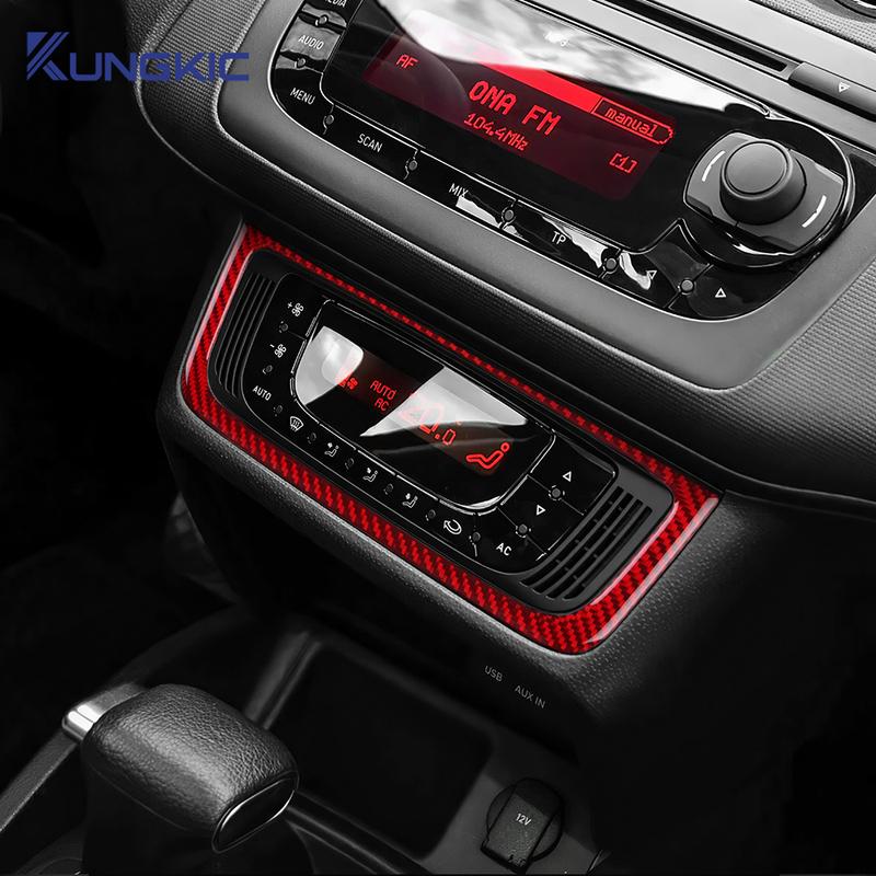 Real Soft Carbon Fiber Sticker LHD RHD Car Central Control AC Frame Panel Trim For Seat Ibiza 2009 2010 2011 2012 2013 2014