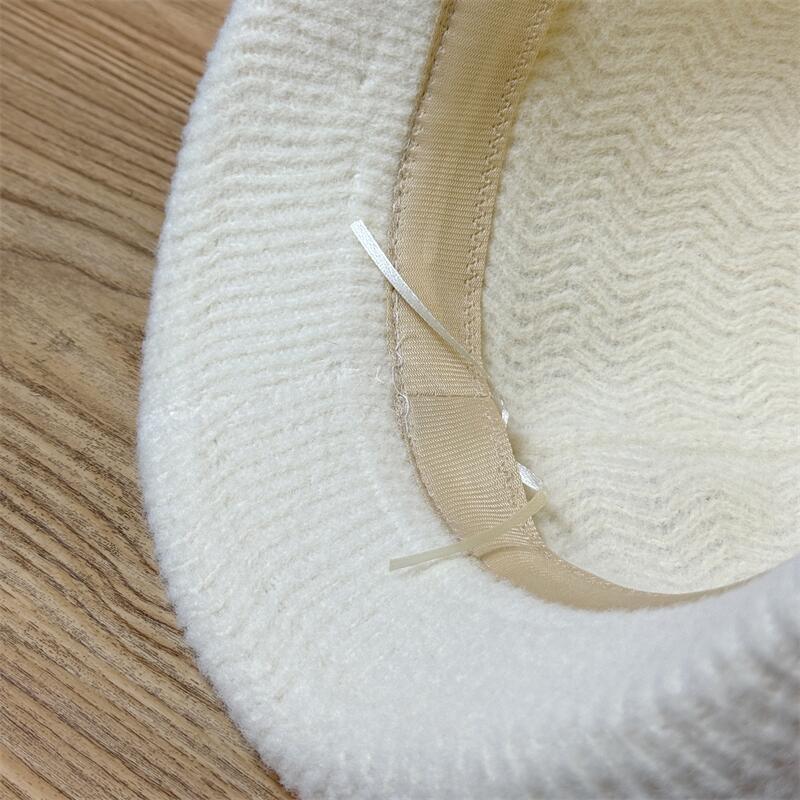 New Elegant Curling Top Hat Women's Foldable Basin Hat Bucket Hat Autumn and Winter Warm Hat