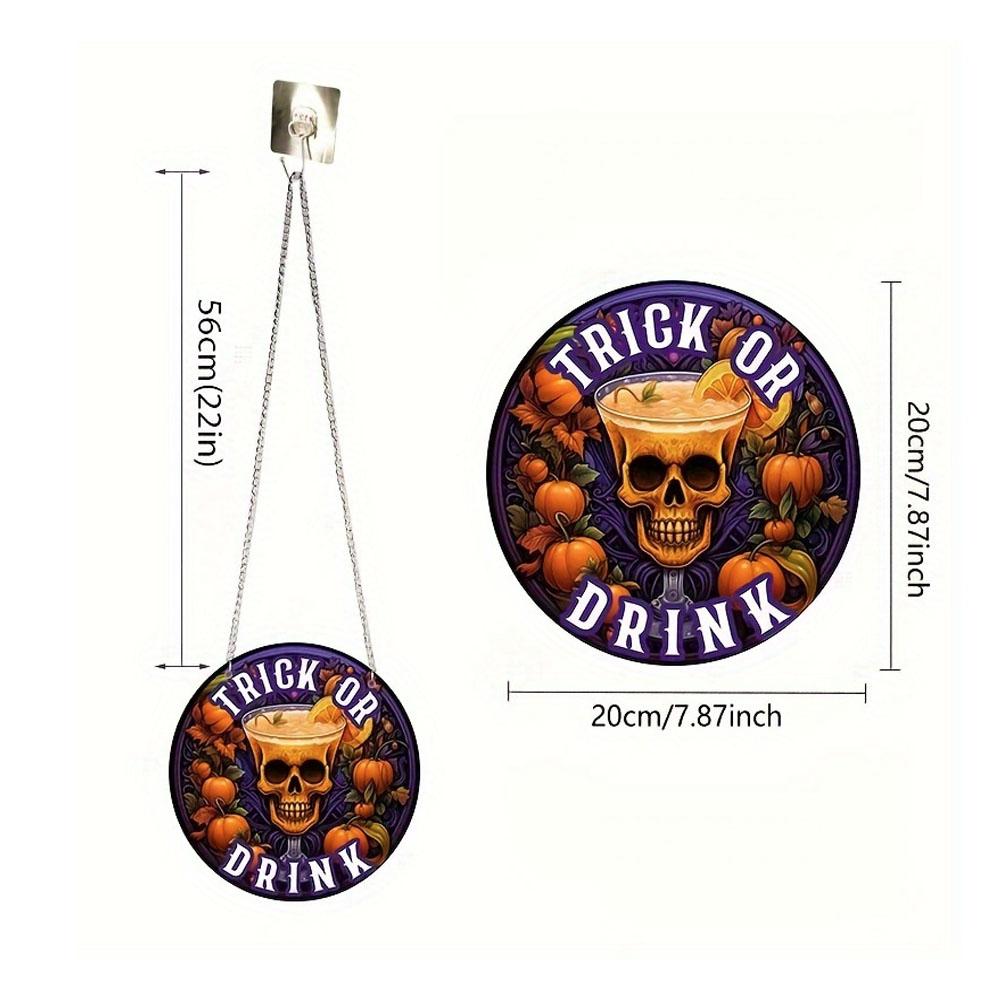 Wooden Hang Tag Trick Or Treat Halloween Sign Craft Decoration Door Hanger Wall Decor Outdoor Party Supplies Halloween Indoor