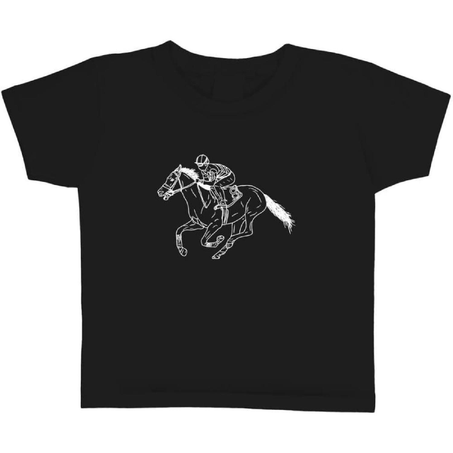 Azeeda 3-4 года  Скаковая лошадь и жокей  Детская футболка (черный) (TS00233105) S