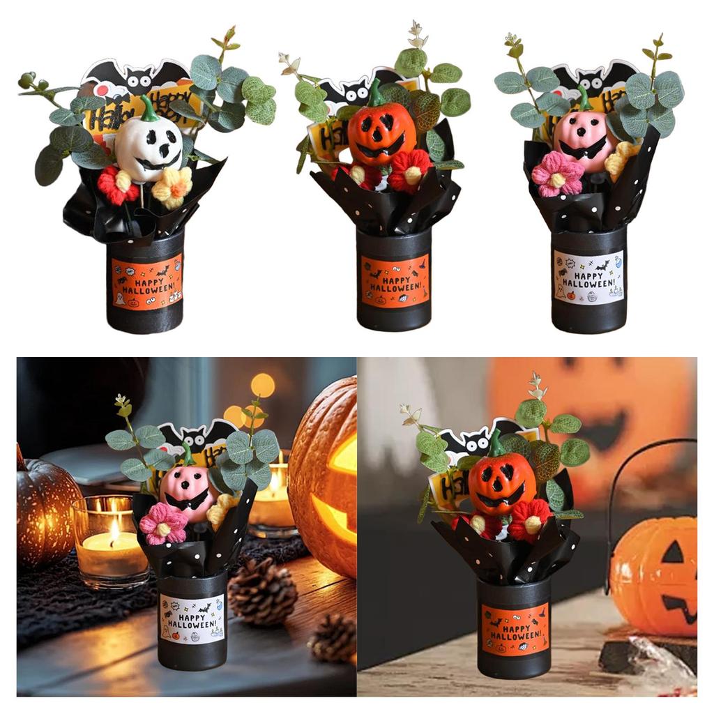 Halloween Pumpahuvud Bukett Bordscenterstycken Handgjorda Kreativa Mini Dekorativa för Festtillbehör Bord Heminredning Vänner