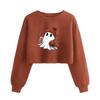 Women's Fashion Halloween Printed Navel-Exposed Long Sleeve Pullover Sweatshirt