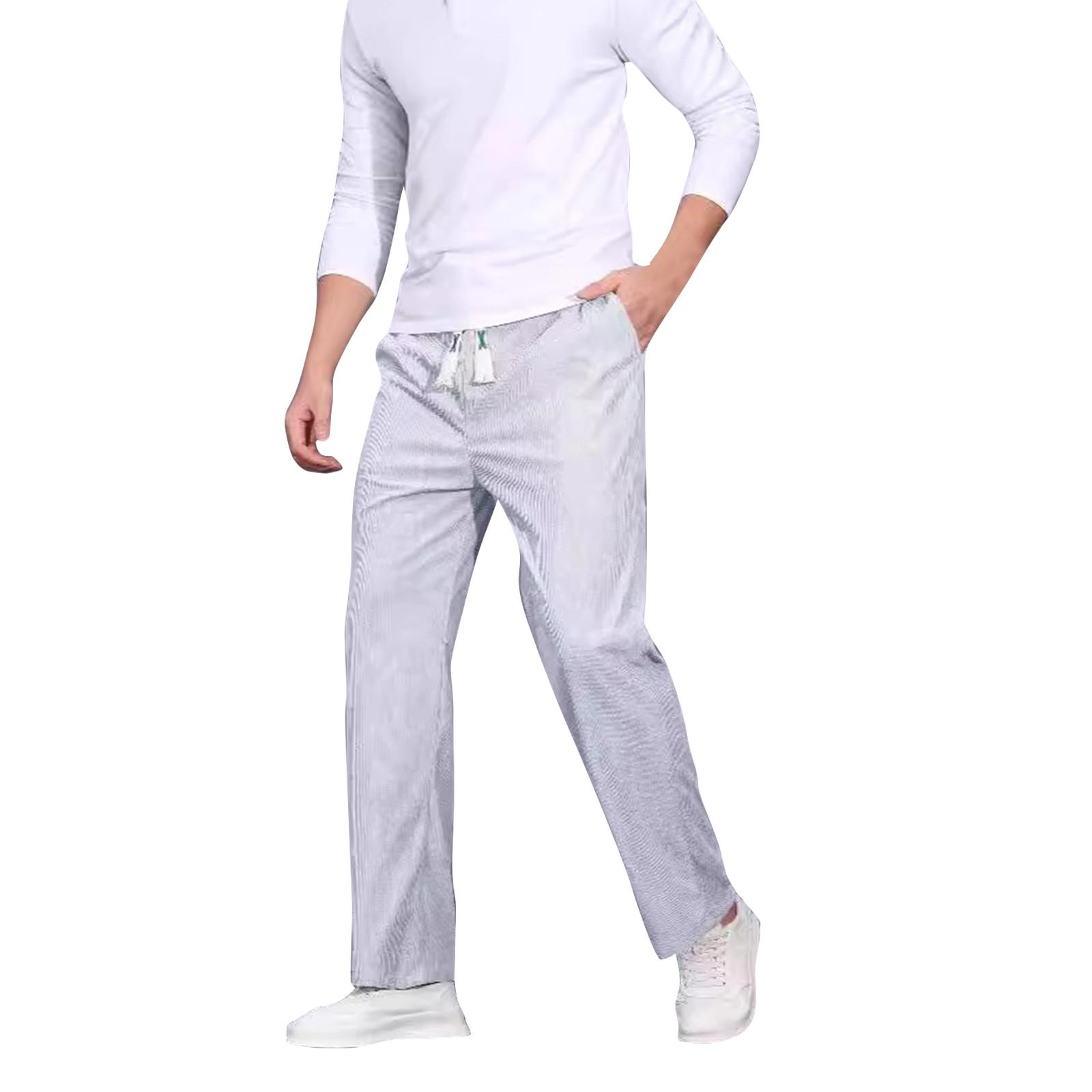 

Повседневные спортивные брюки мужские свободные длинные вставки фитнес бег тренировочные брюки S белый