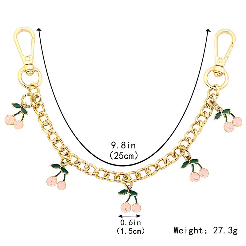 Fashion Temperament Glass Stone Red Cherry Chain Jewelry Bag Hanging Jewelry Bag Charm Bag Accessories