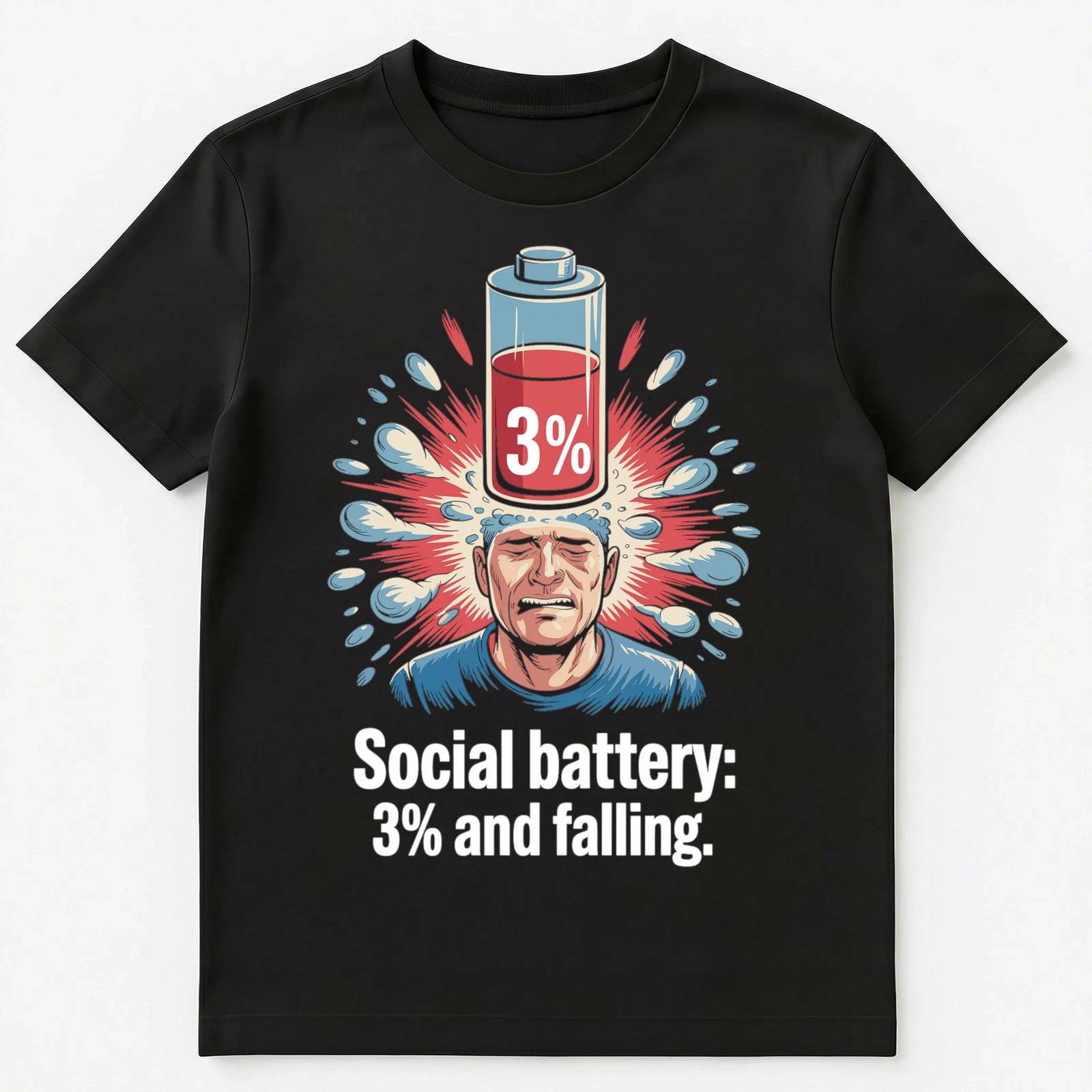 Introvert Humor Real Life Battery Level Anti Social Mood Unisex T-Shirt S