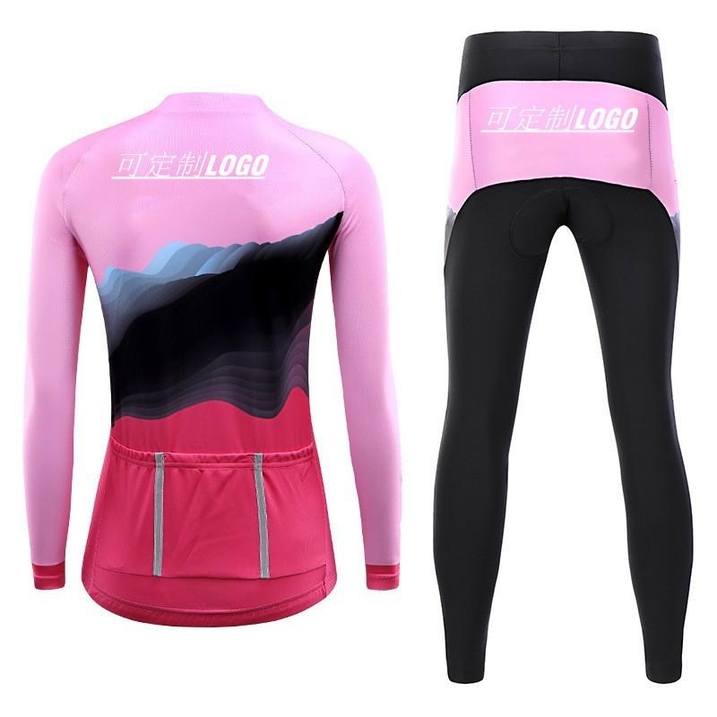 Womens Thermal Cycling Long Sleeve Jersey Pants Set Mountain Bike Winter Riding