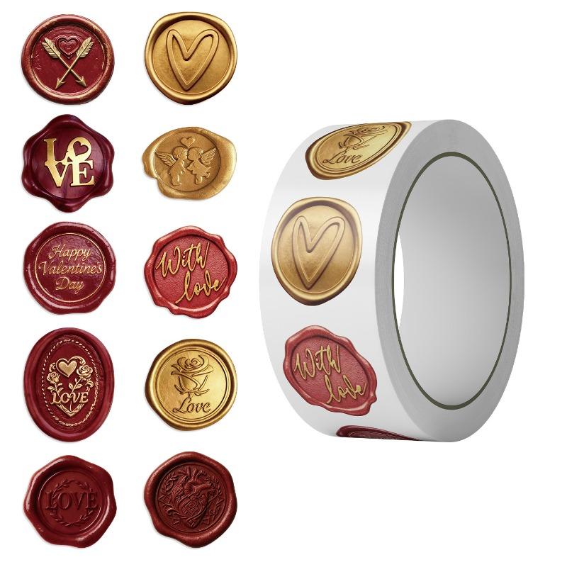 500 Pieces Per Roll Valentine s Day Wax Seal Sealing Stickers - Cartoon Roll Sticker - Waterproof Decorative Phone Sticker