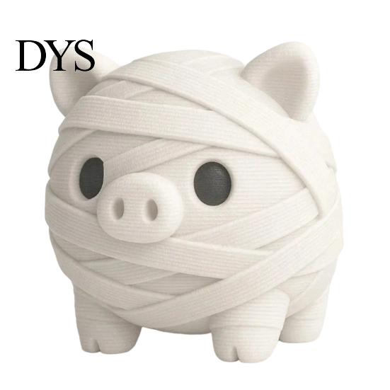 Holiday Gift for Friends Miniature Mummy Animal Figurine, 3D Printed Pig Chicken Dino Duck Small Plastic Figures Cat Statue, Spooky Cute Desk