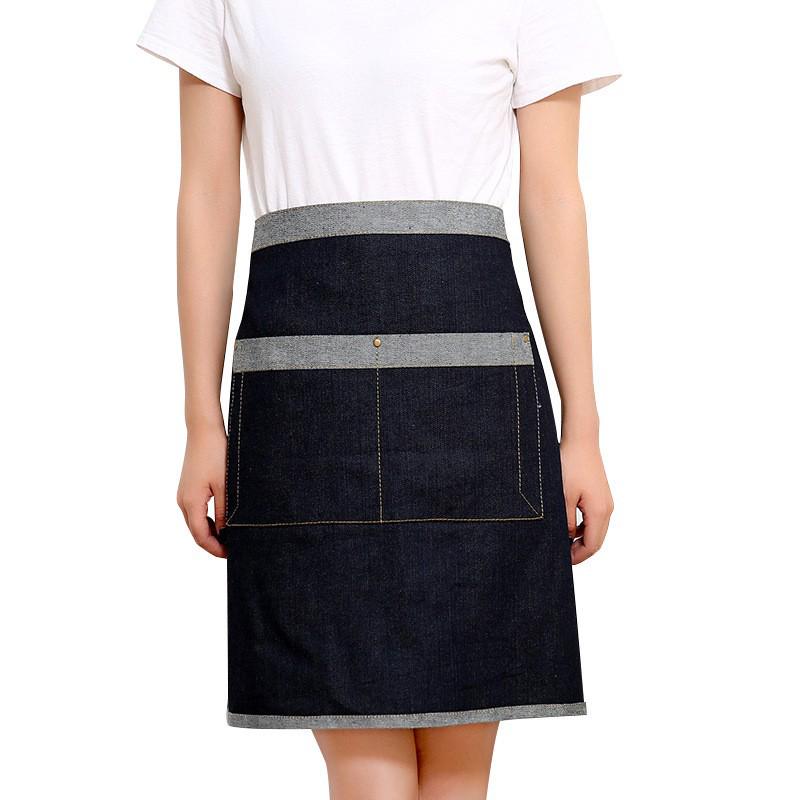 

Custom Logo Denim Half Apron - Dirt-Resistant Workwear for Baking & Restaurant Use 65x50 cm чёрный