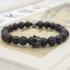 Volcanic Rock & Copper Zircon Crown Bracelet - Black Matte