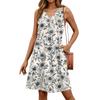 Women's V-neck Casual Beach Vacation Style Vintage Solid Color Sleeveless Splicing Dresses