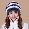 Autumn and Winter Rex Rabbit Fur Duckbill Hat with Rose Side Flower Women's Fox Fur Hat Knitted Warm Thick Fashion Hat with Brim