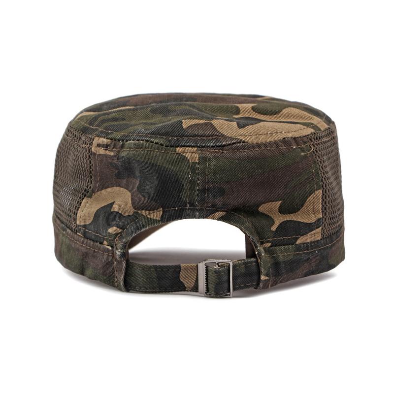 Men Cotton Camouflage Flat Top Hat Spring Summer Sun Protection Sun Hat Cap