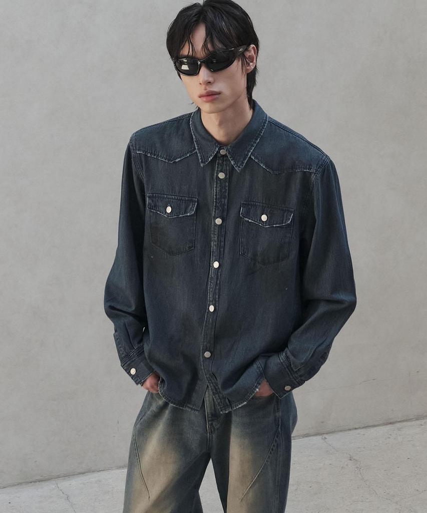 SENTAIR Oil Vintage Western Denim Shirt_D1