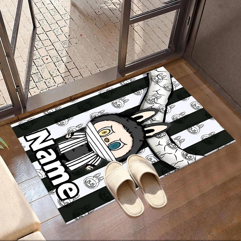 Custom Name Personalized Labubu Print Carpet, Versatile Home Decor Rug, for Playroom, Apartment, Balcony, Entryway, Hallway Gift
