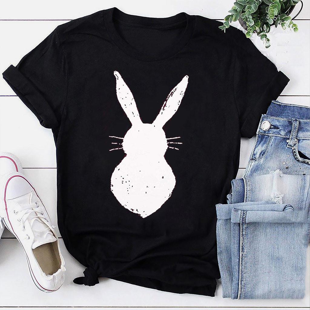 

(SU)Женская футболка с пасхальным милым кроликом, повседневные футболки с короткими рукавами
