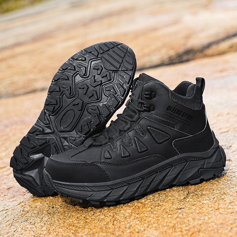Fashion High Quality Leather Hiking Shoes Durable Outdoor Sport Men Trekking Leather Shoes Lace-Up Climbing Hunting Sneakers